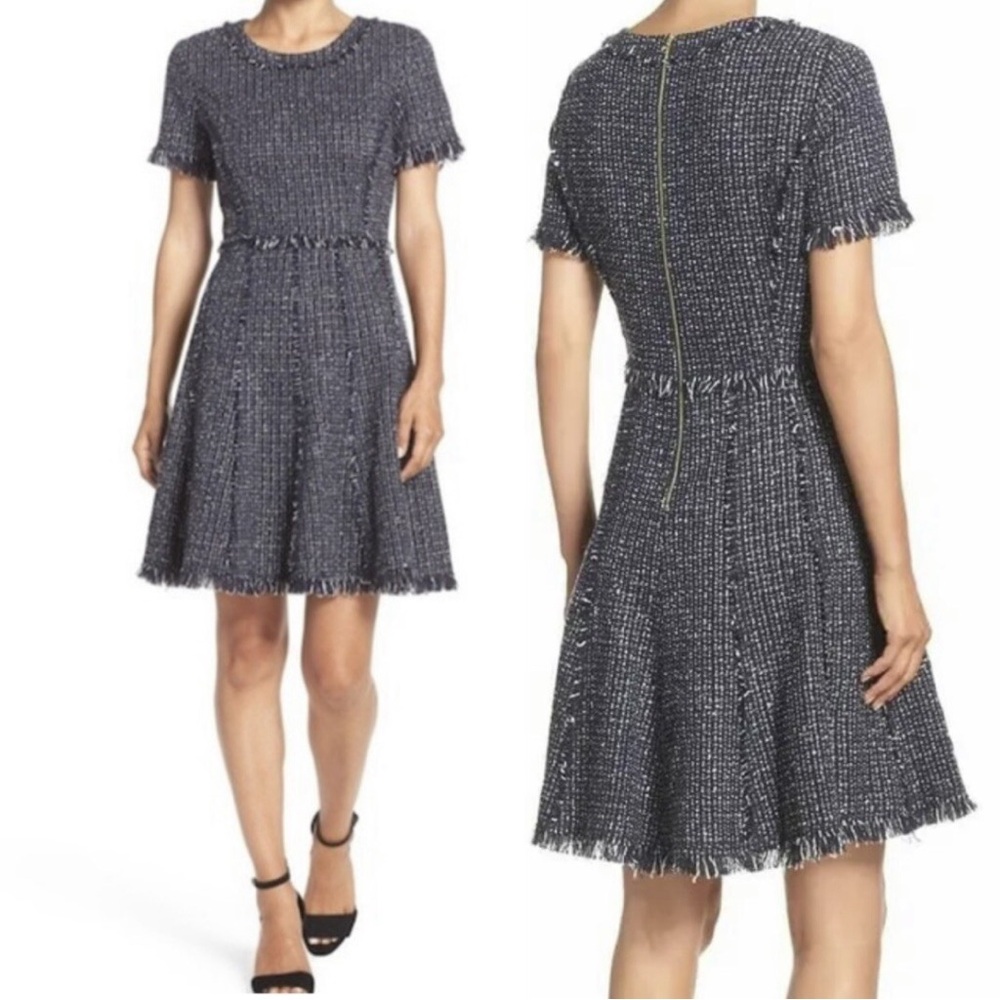 Eliza J Navy Tweed Mini Dress